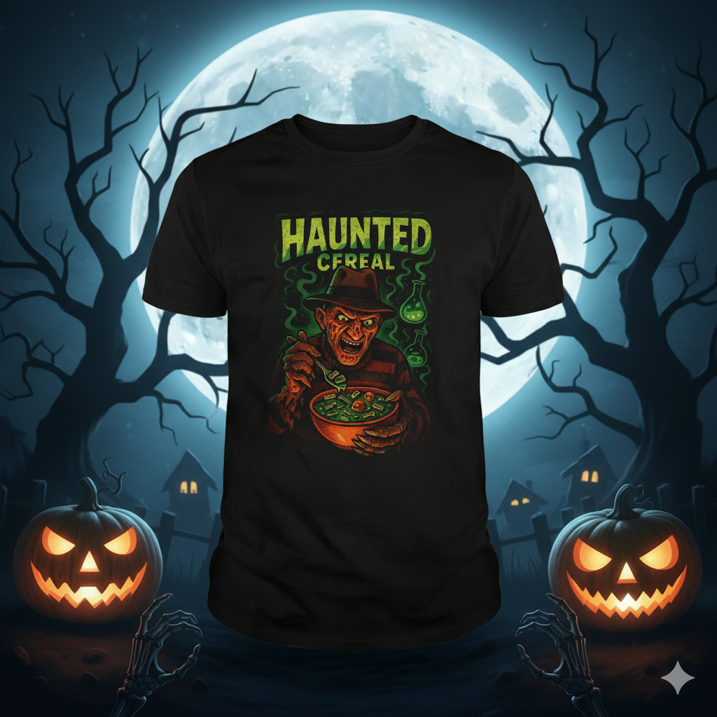 Haunted Cereal T-Shirt - Freddy Krueger Nightmare on Elm Street Tee