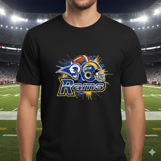 Unique Rams Graphic T-Shirt - Football Art & Horns Design Tee | Streetwear & Sport Style