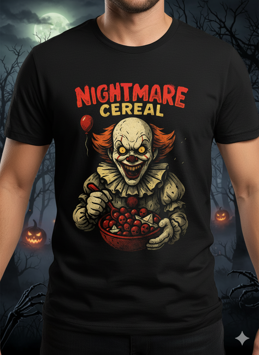 Nightmare Cereal Clown T-Shirt - Pennywise Horror Halloween Tee