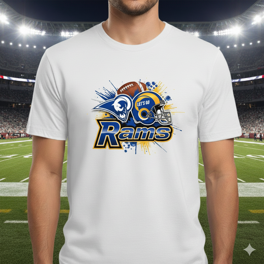 Unique Rams Graphic T-Shirt - Football Art & Horns Design Tee | Streetwear & Sport Style