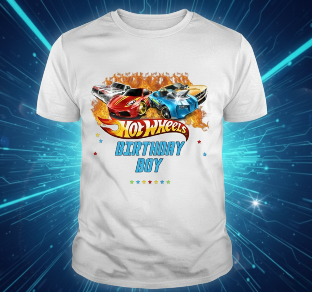 Hot Wheels Birthday Boy T-Shirt - Flaming Race Car