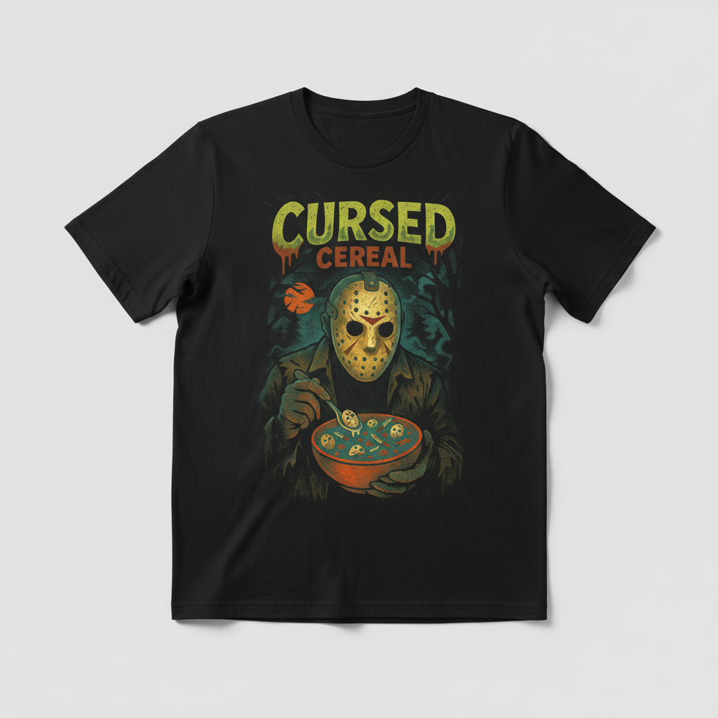 Cursed Cereal Horror T-Shirt | Spooky Fun for Halloween Lovers