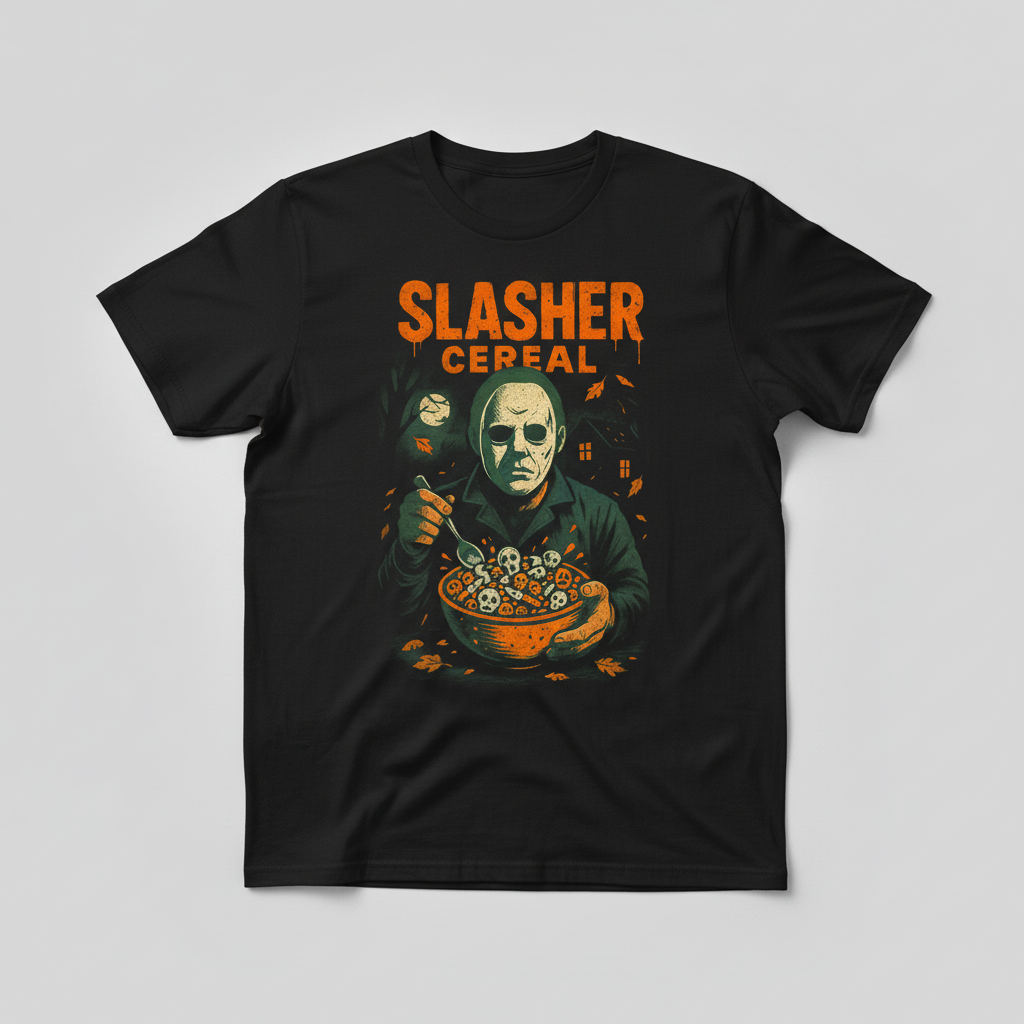 Slasher Cereal Horror Tee | Spooky Halloween Shirt for Fans