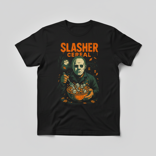 Slasher Cereal Horror Tee | Spooky Halloween Shirt for Fans