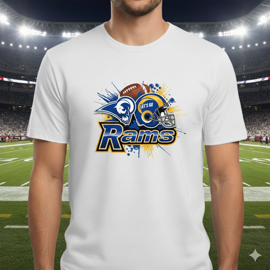 Unique Rams Graphic T-Shirt - Football Art & Horns Design Tee | Streetwear & Sport Style