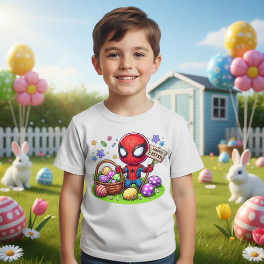 Spider-Man Happy Easter Kids T-Shirt | Fun Superhero Egg Hunt Tee